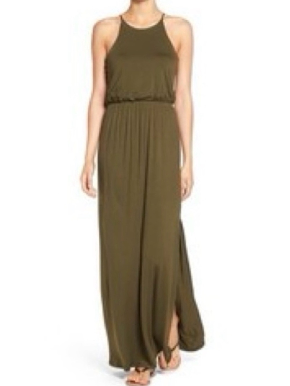 Lush Olive Green Sleeveless Maxi Dress